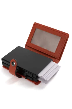 Boîtier porte-cartes - 1 volet - Stop RFID - Cuir