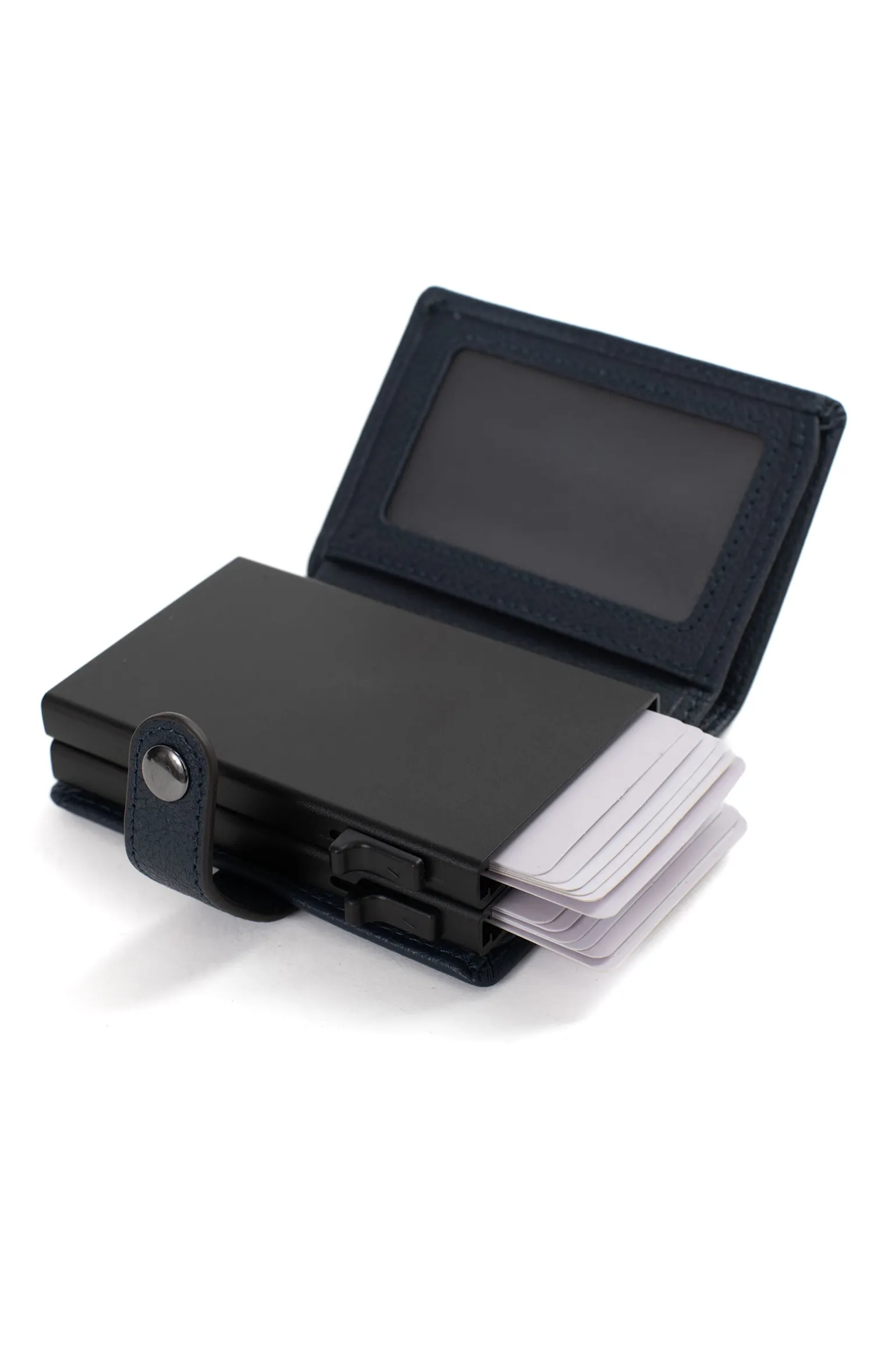 Boîtier porte-cartes - 1 volet - Stop RFID - Cuir