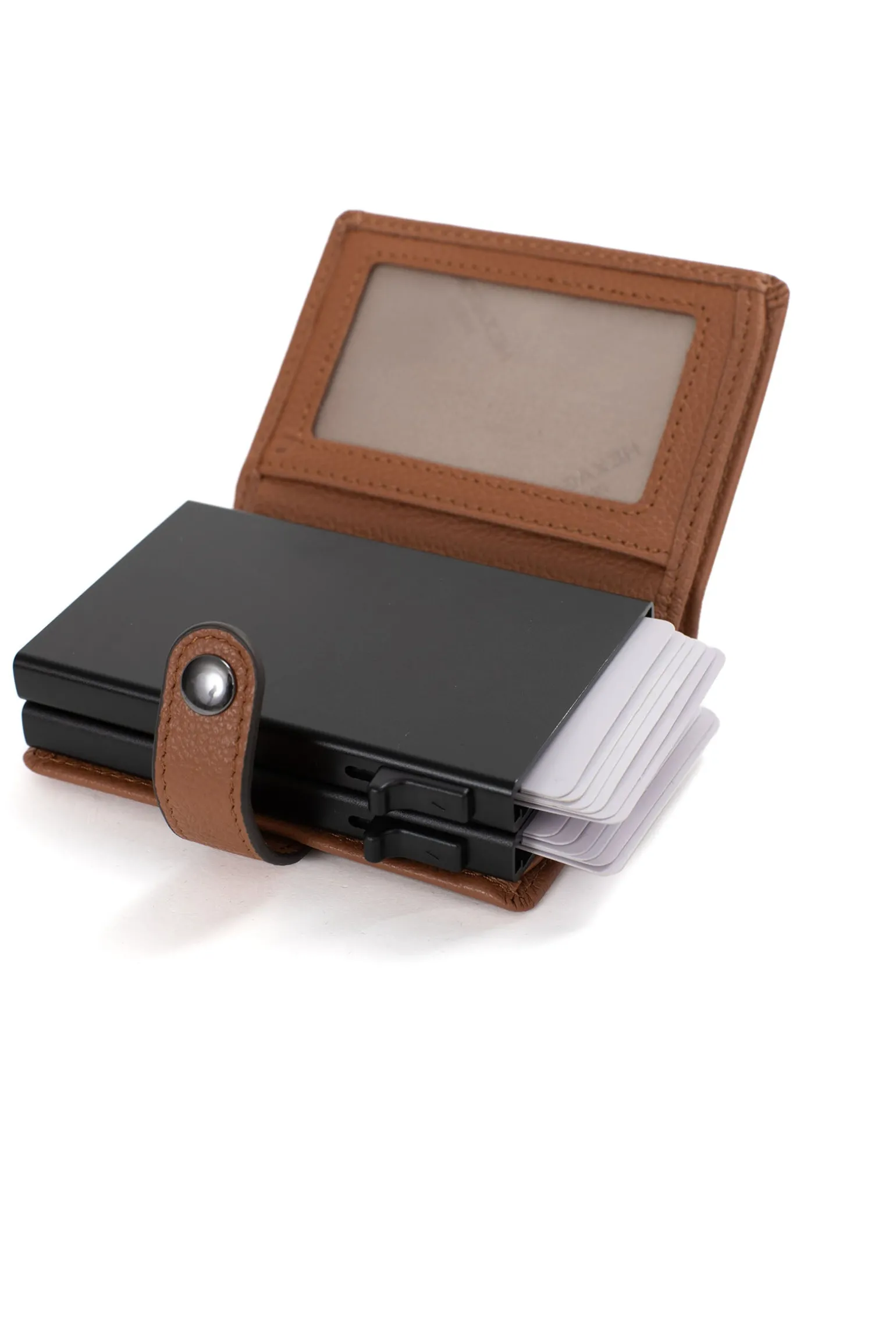 Boîtier porte-cartes - 1 volet - Stop RFID - Cuir