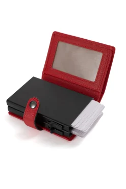 Boîtier porte-cartes - 1 volet - Stop RFID - Cuir