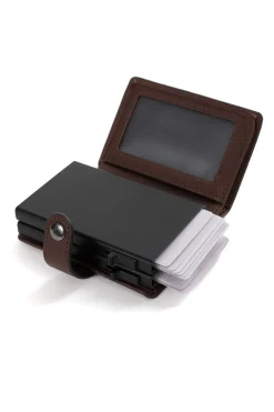 Boîtier porte-cartes - 1 volet - Stop RFID - Cuir
