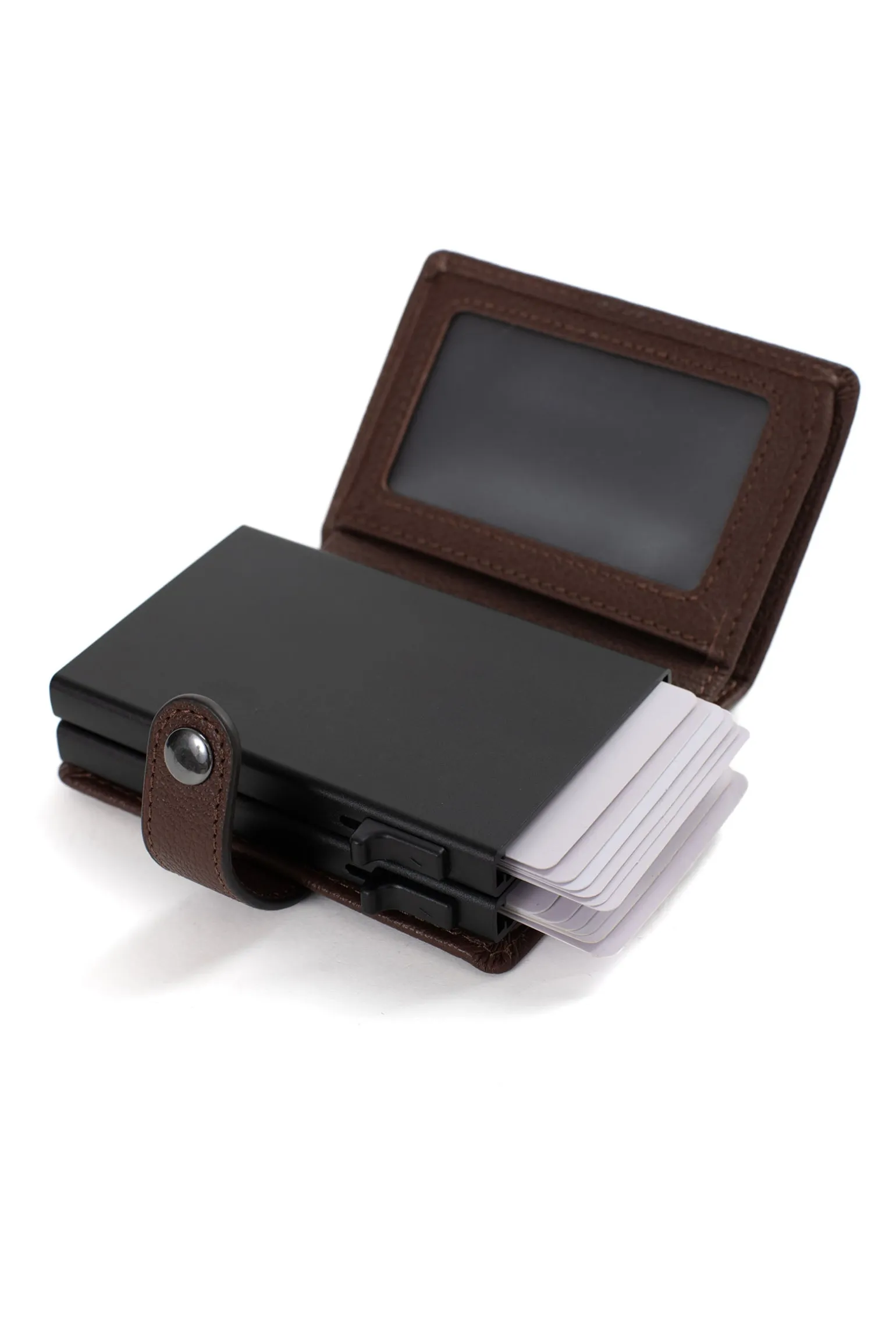 Boîtier porte-cartes - 1 volet - Stop RFID - Cuir