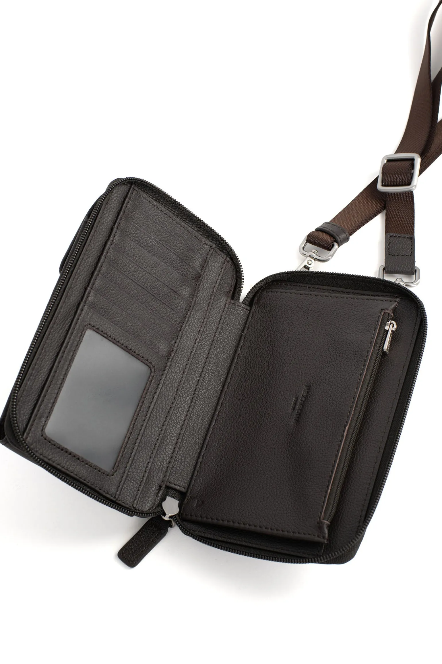 Pochette téléphone avec portefeuille - Stop RFID - Cuir