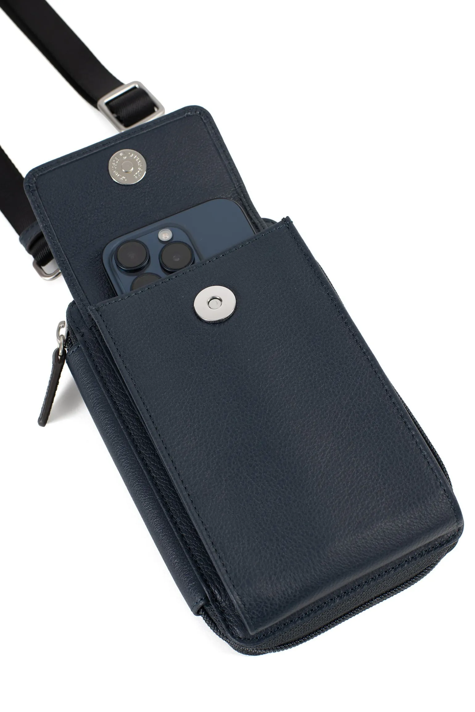 Pochette téléphone avec portefeuille - Stop RFID - Cuir