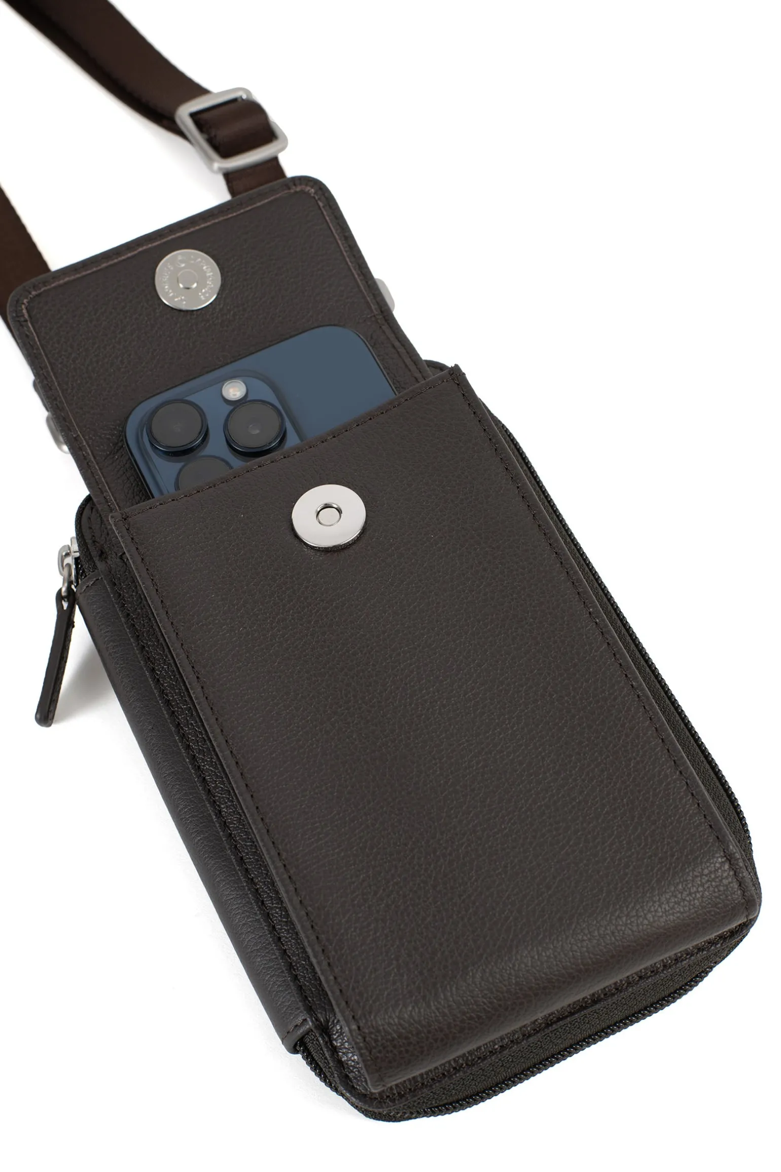 Pochette téléphone avec portefeuille - Stop RFID - Cuir