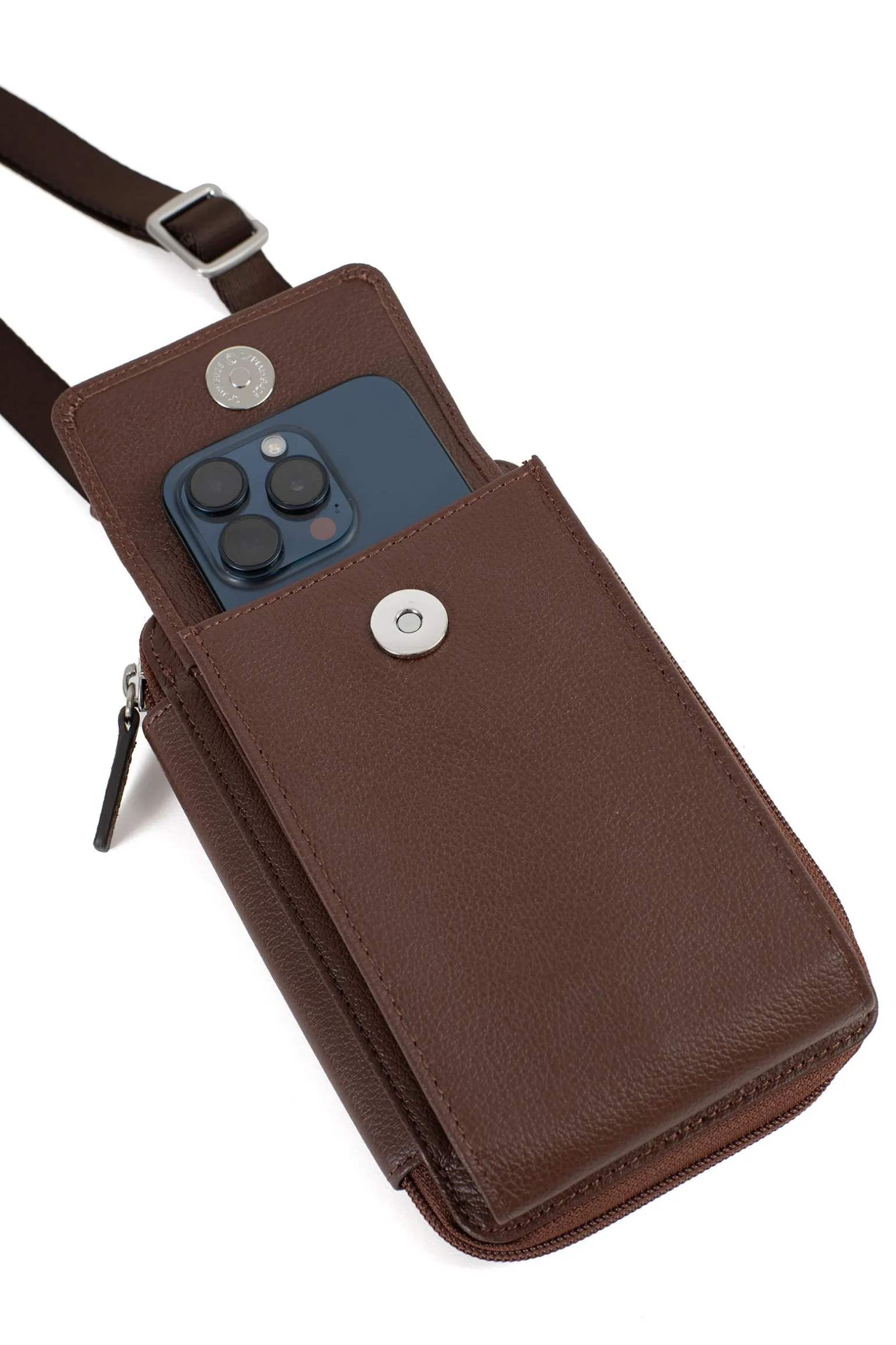 Pochette téléphone avec portefeuille - Stop RFID - Cuir