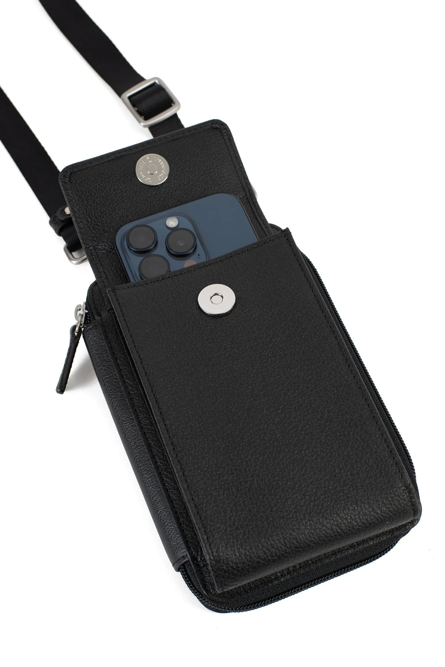 Pochette téléphone avec portefeuille - Stop RFID - Cuir